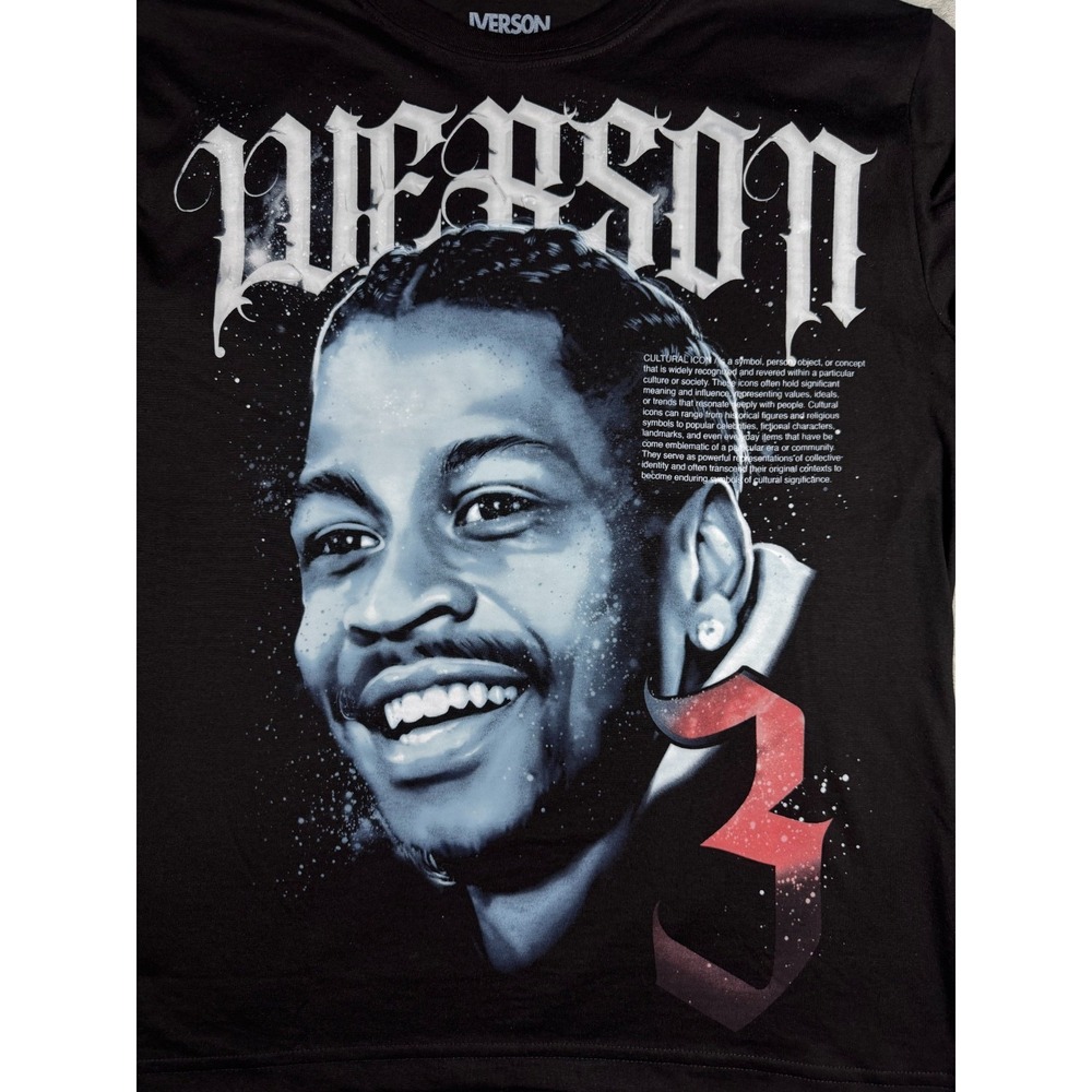 Allen Iverson Icon Graphic Short Sleeve T-Shirt Black Mens Size Medium RN115665